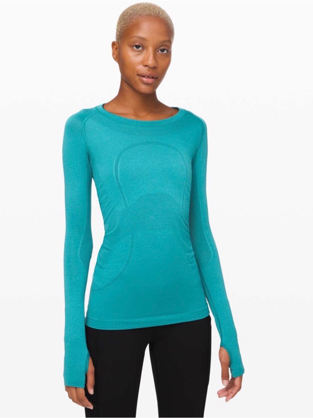 Lululemon Swiftly Tech Long Sleeve Crew Seamless Top Ice Cave Teal Sz 10 Jogging